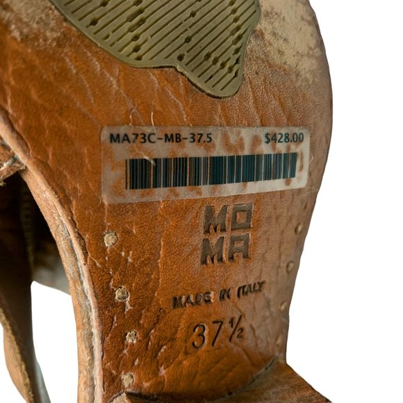 MOMA Womens Italian Leather Laser Cut Out Peep Toe Booties - Picture 4 of 12